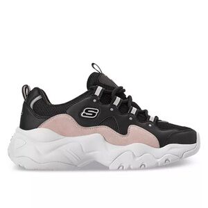 Women’s Skechers D'Lites 3.0 Platform Sneaker in Black and Blush Pink Size 7